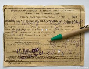 Coleccionismo billetes de transporte: Billete Tren Granada Madrid M.Z.A. 1939 Ferrocarriles Andaluces Oeste Tarifa Especial Ida y vuelta